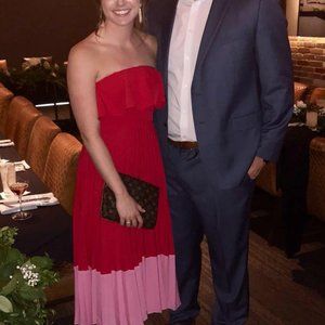 Aidan Maddox Pleated Strapless Dress